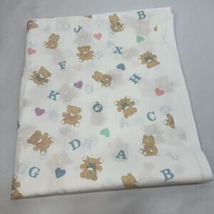 Vintage Teddy Bears Alphabet Letters Springs Industries Fabric Pastels 46” x 54”